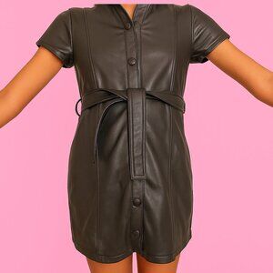 Abercrombie Faux Leather Belted Mini Dress | Sleek + Chic ✨